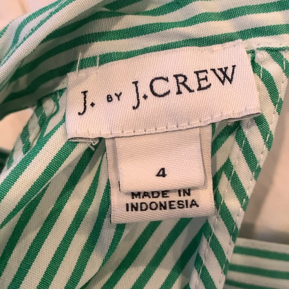 J Crew striped halter top cotton green white